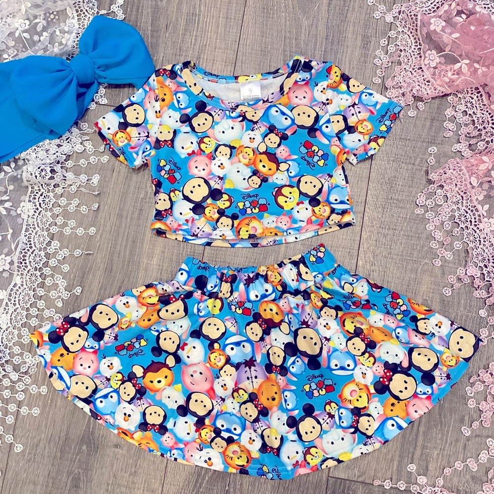 Girls Disney Character Crop Top and Skort Set - Picture 4 of 6